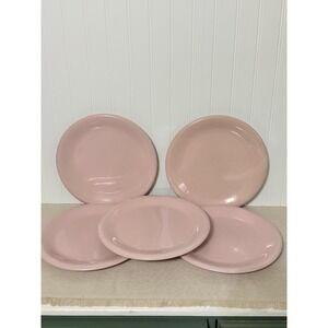 Newcor Colorifics Dinner Plates Set of 5 Peach Pink Stoneware Japan Excellent